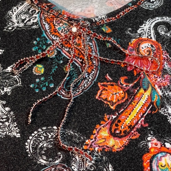 Est 1946 Paisley Black SS Blouse Size XL - Picture 2 of 7